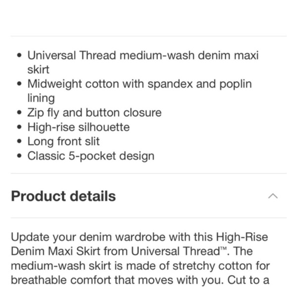 Women's High-Rise Denim Maxi Skirt
- Universal Thread Medium Wash new - Picture 4 of 11